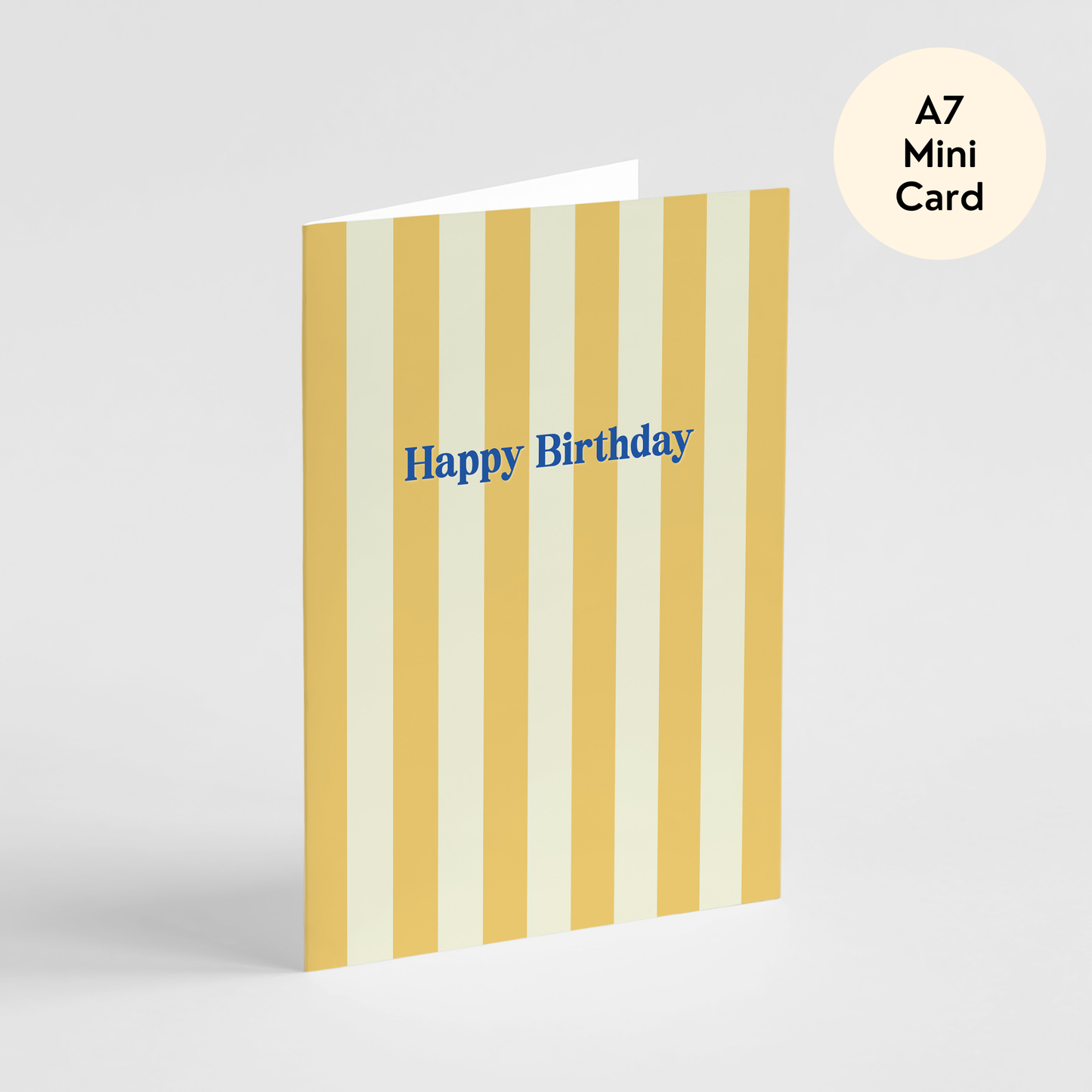 Yellow Stripes Happy Birthday Card -Retro Mini Greeting Card