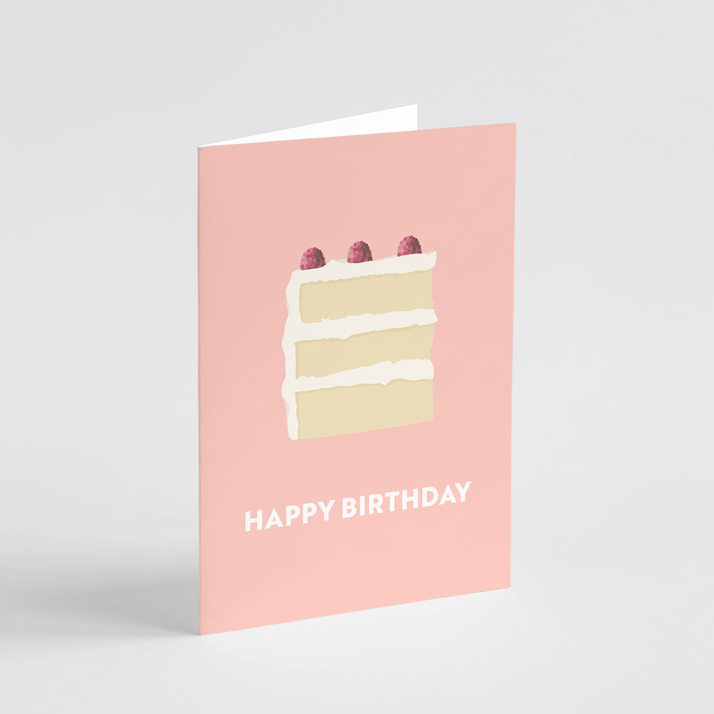 Happy Birthday Cake Card - Cute Happy Birthday Card: Pink