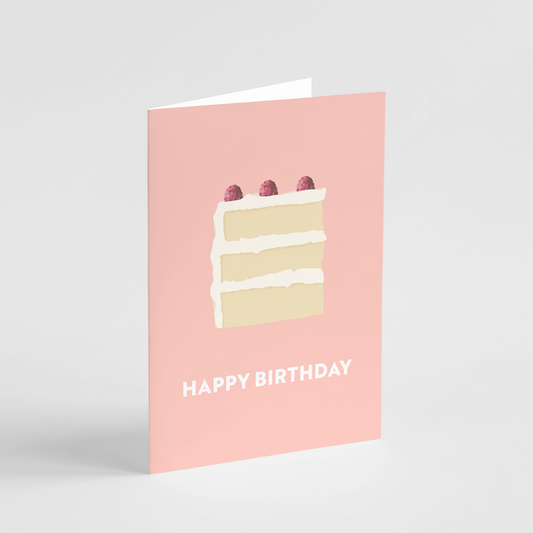 Happy Birthday Cake Card - Cute Happy Birthday Card: Pink