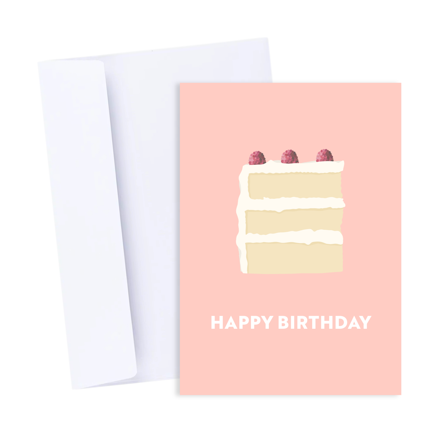 Happy Birthday Cake Card - Cute Happy Birthday Card: Pink