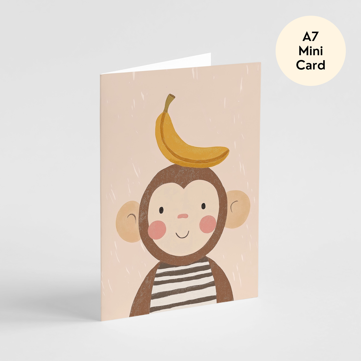 Banana Monkey Kids Card - A7 Mini Baby Happy Birthday Card