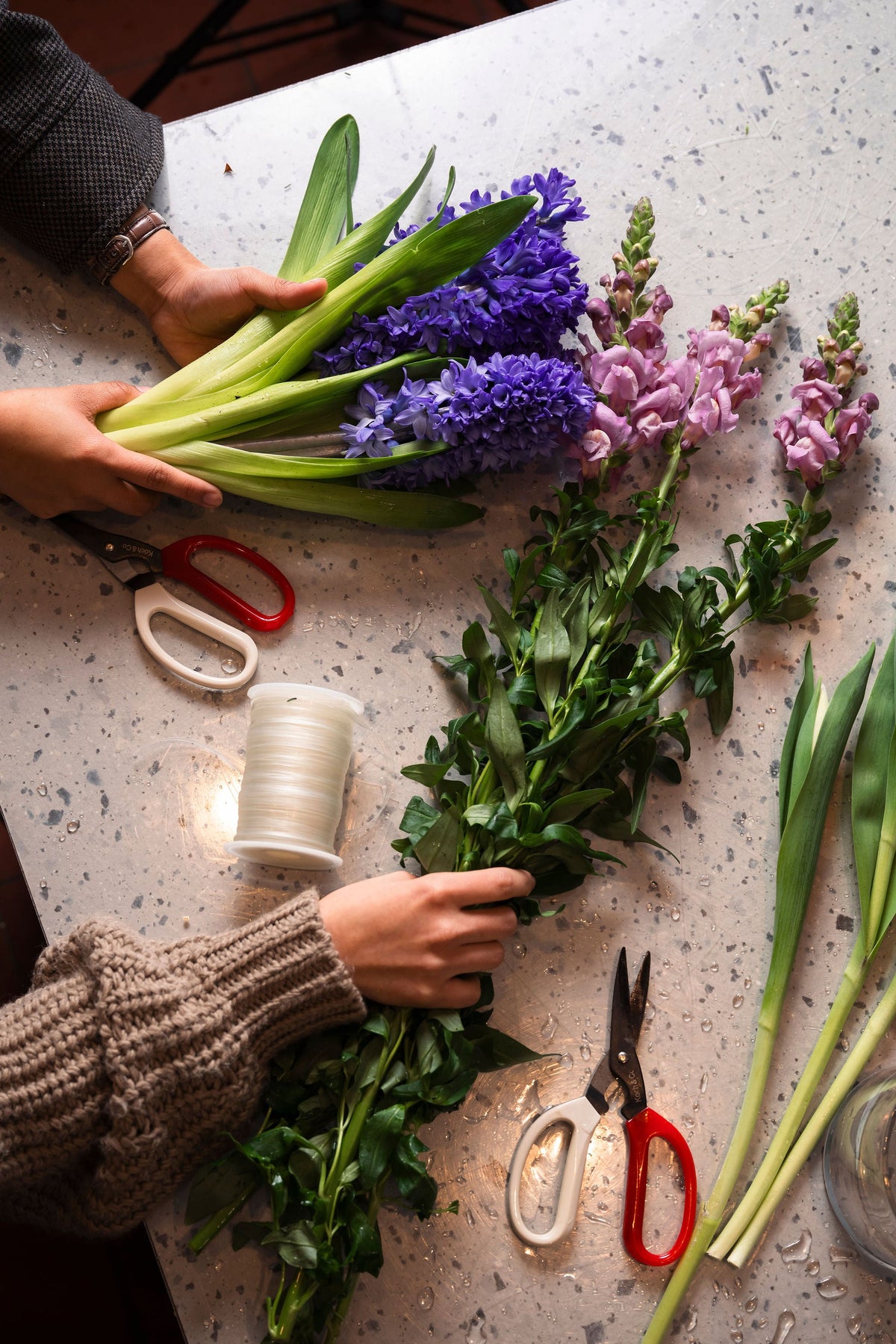 Hands-on flower arranging at a Flaneur Flowers masterclass