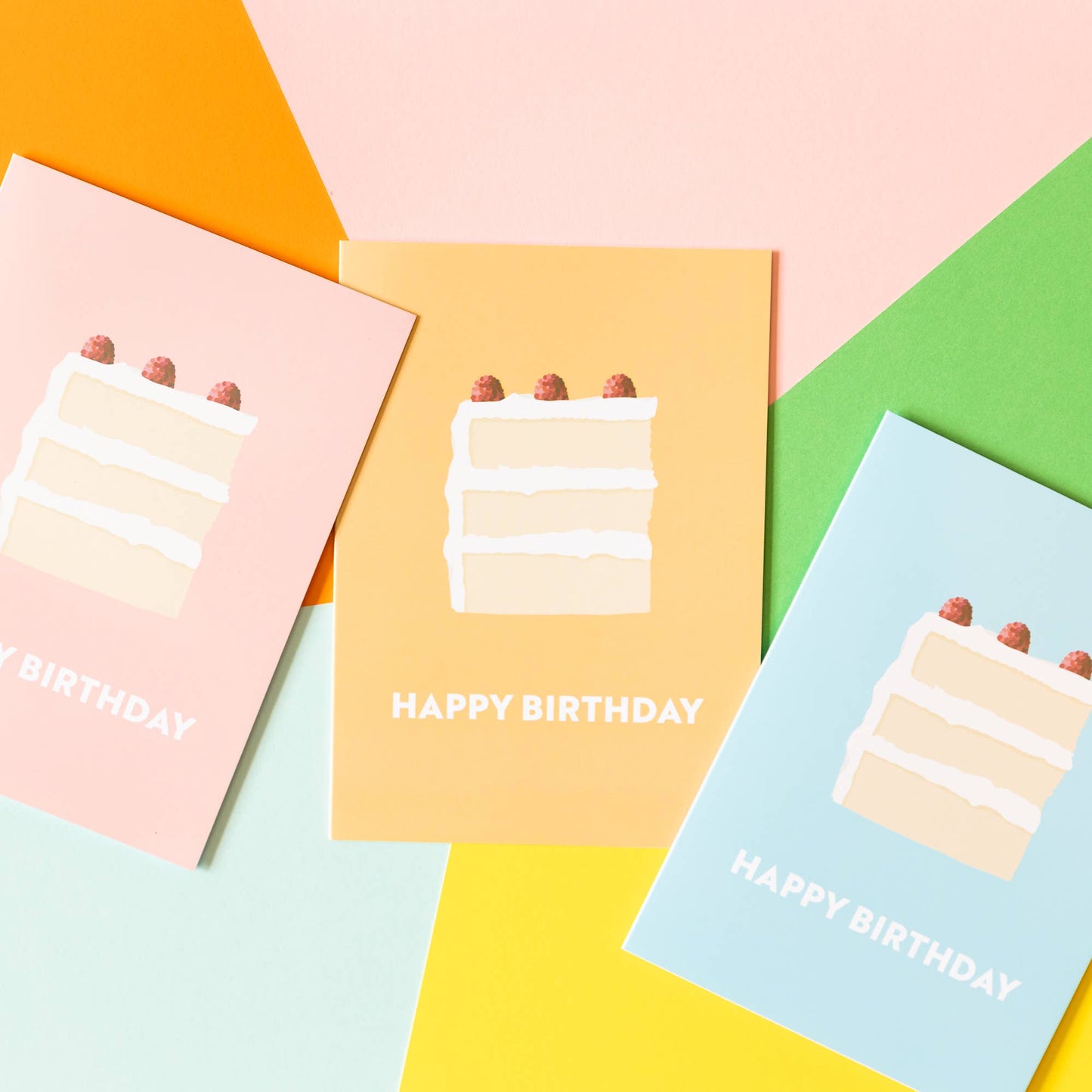 Happy Birthday Cake Card - Cute Happy Birthday Card: Pink